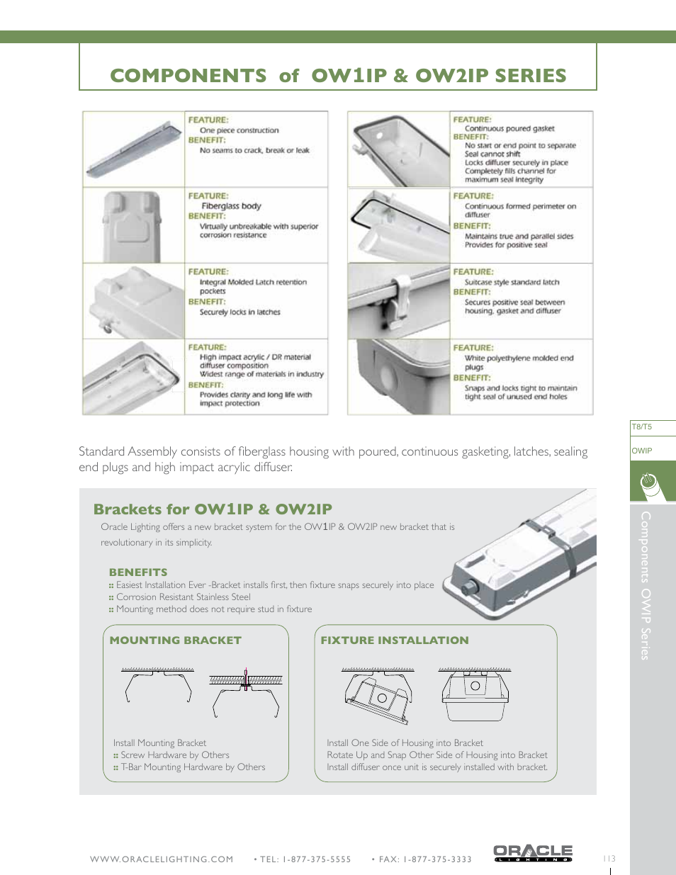 Components of ow1ip & ow2ip series, Brackets for ow1ip & ow2ip | Oracle Lighting OW1IP-8 User Manual | Page 7 / 7