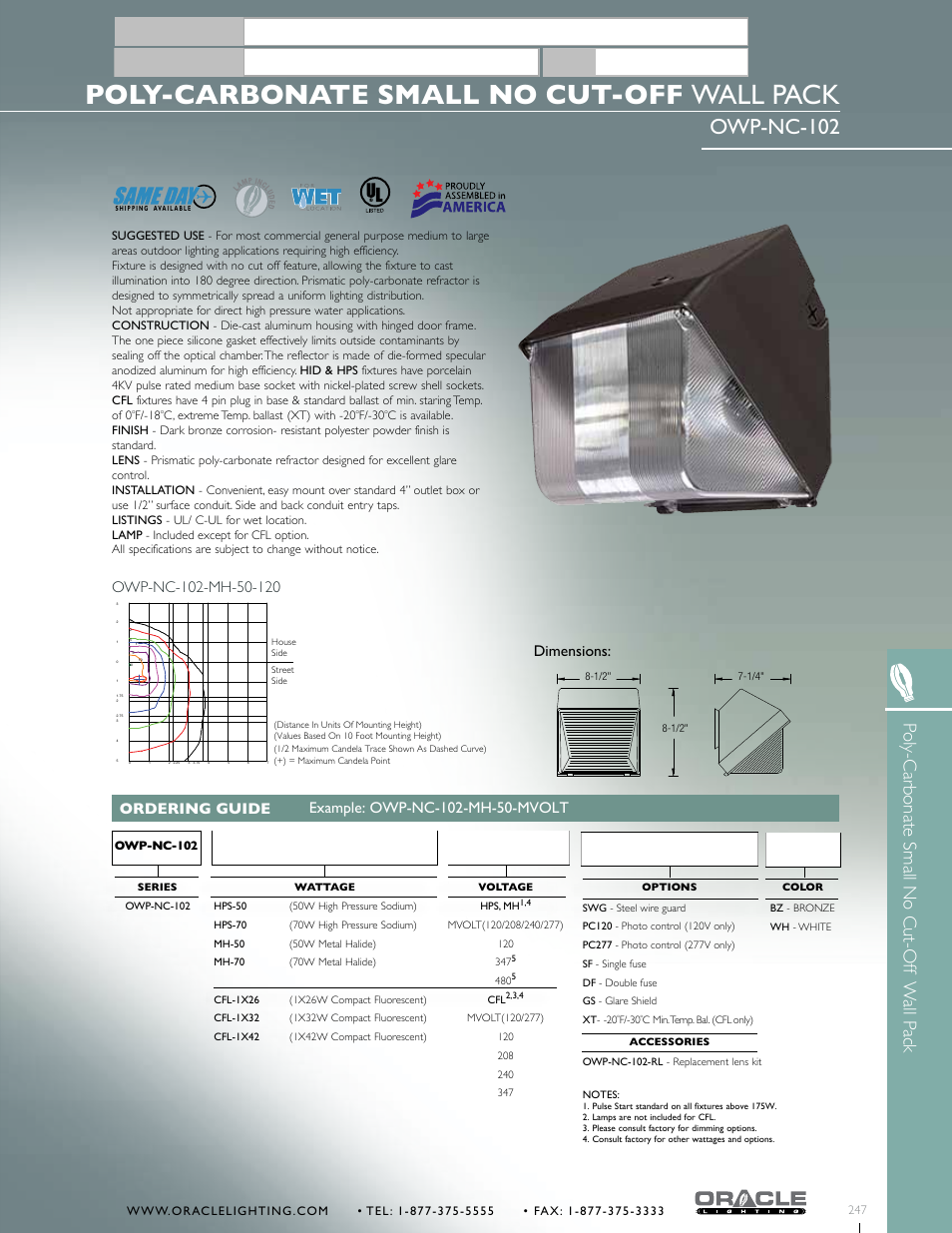 Oracle Lighting OWP-NC-102 User Manual | 1 page