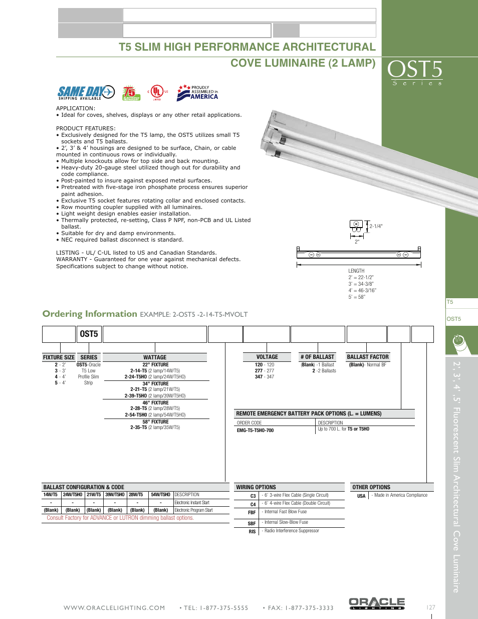 Oracle Lighting 5-OST5-2 User Manual | 1 page