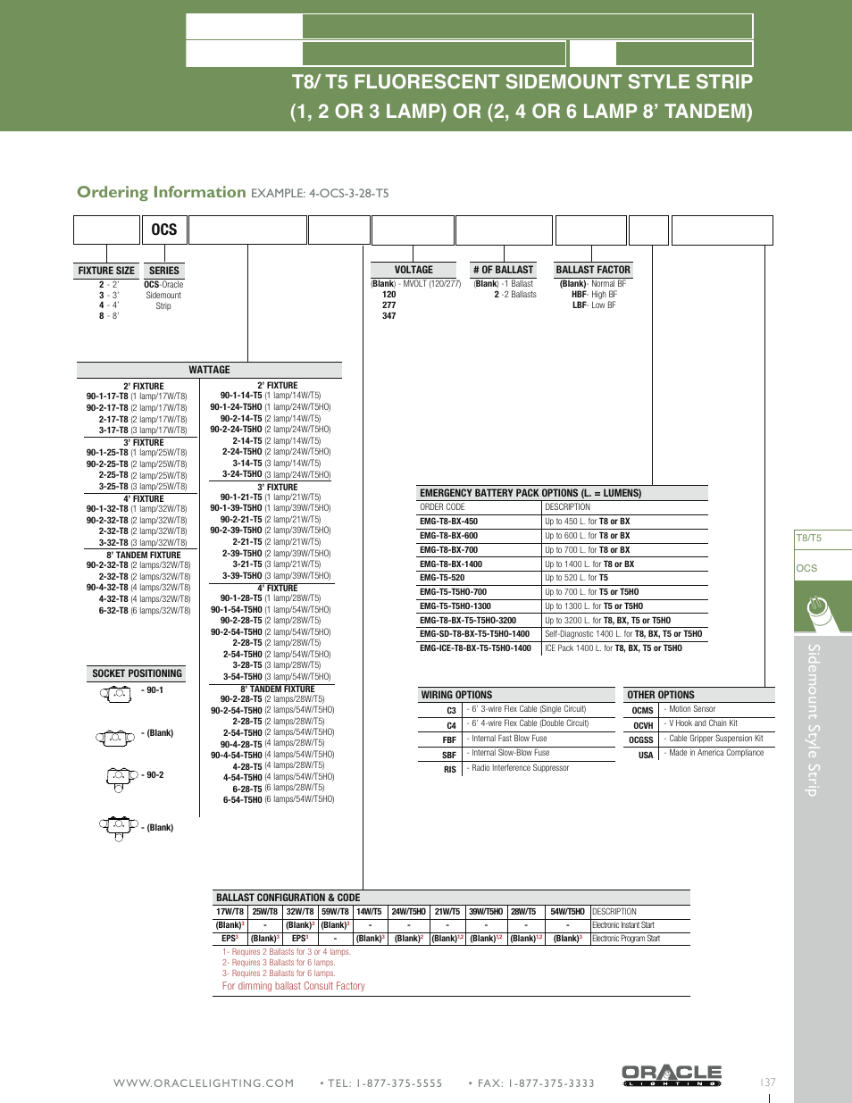 Ordering information, Sidemount style strip, Catalog number | Project name type | Oracle Lighting OCS-8 User Manual | Page 2 / 2