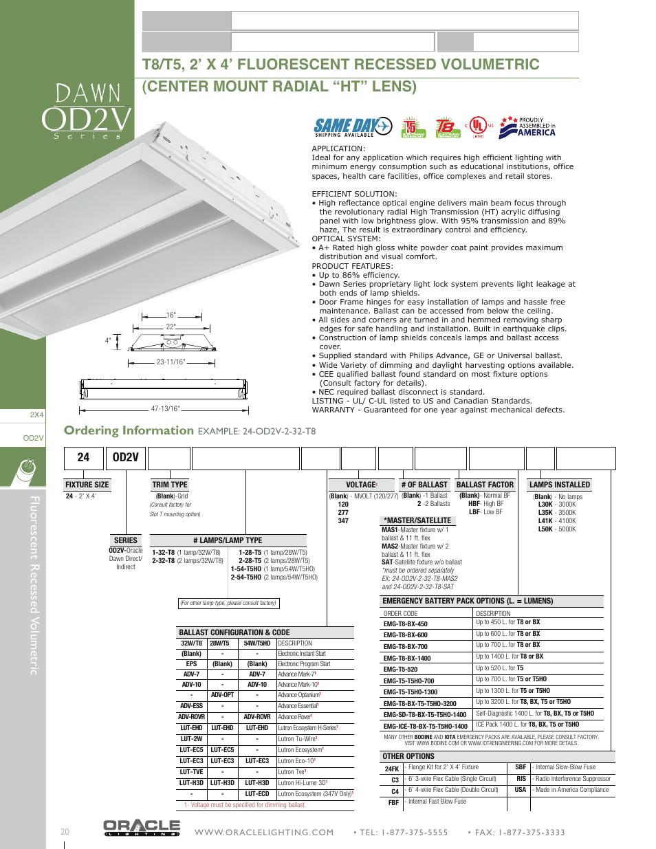 Oracle Lighting OD2V-24 User Manual | 1 page