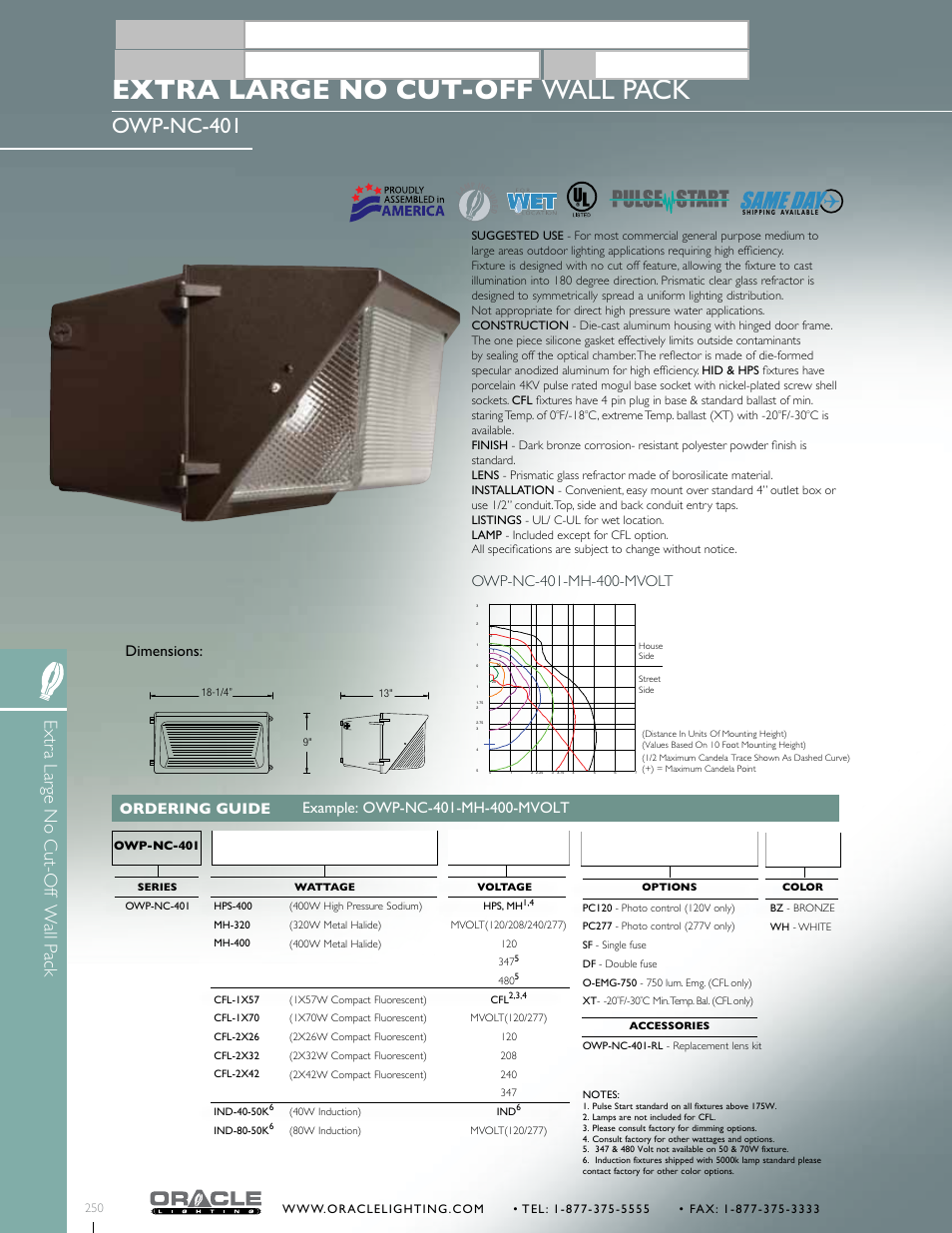 Oracle Lighting OWP-NC-401 User Manual | 1 page