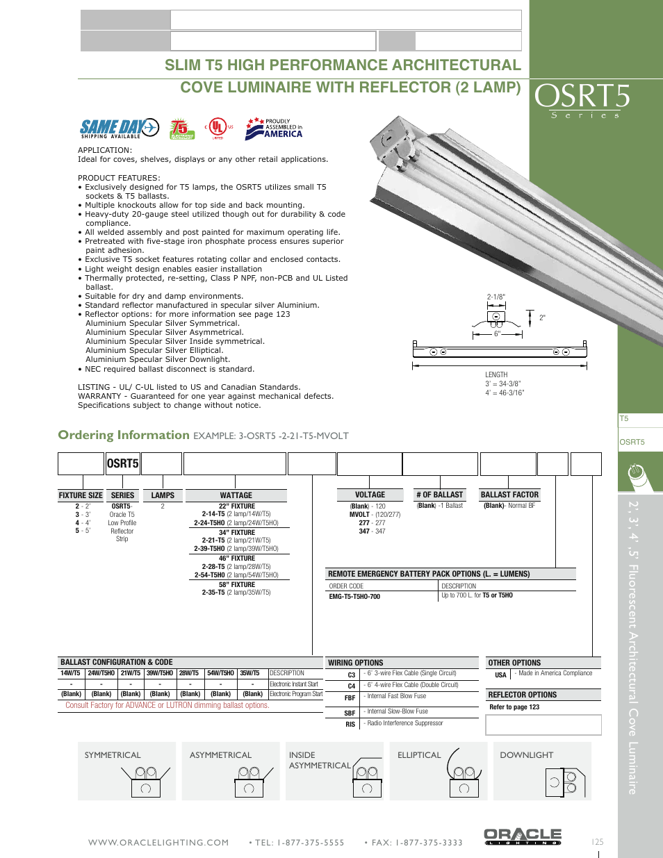 Oracle Lighting 5-OSRT5-2 User Manual | 7 pages