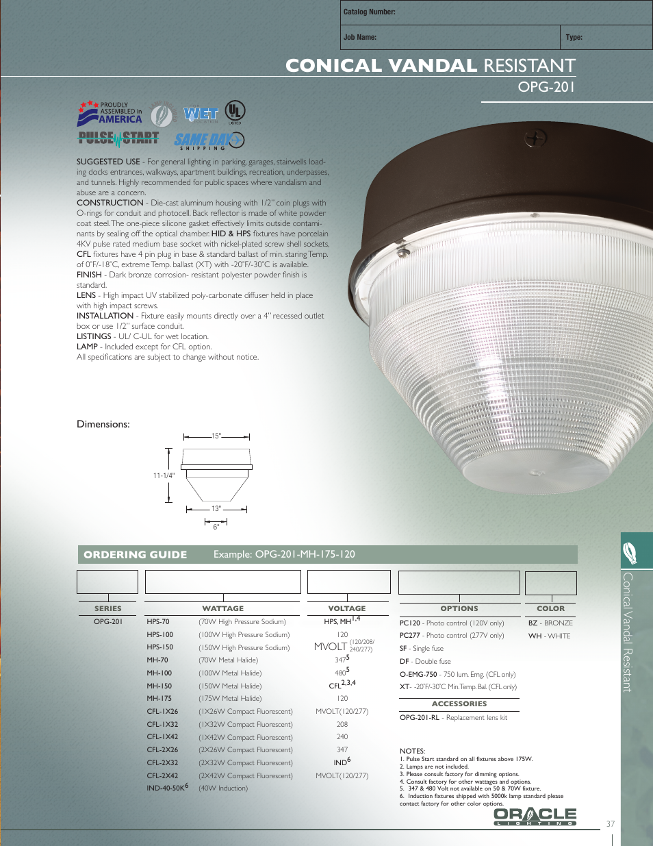 Oracle Lighting OPG-201 User Manual | 1 page