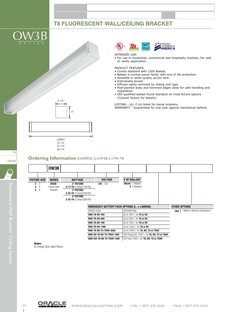 Oracle Lighting OW3B-4 User Manual | 1 page