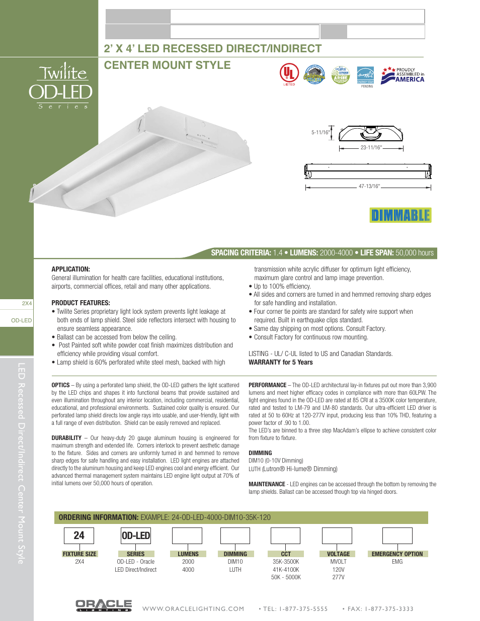 Oracle Lighting OD-LED-24 User Manual | 1 page