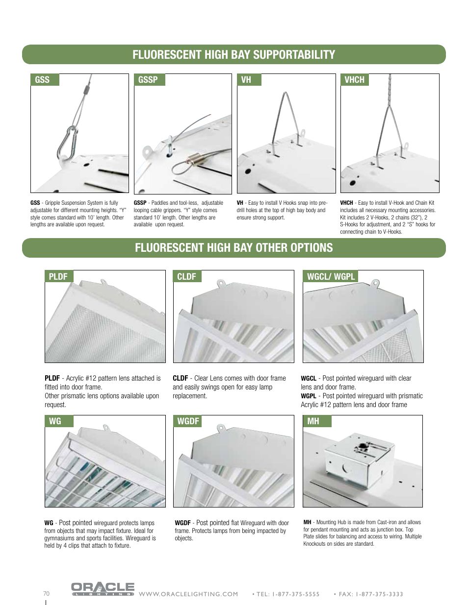 Fluorescent high bay supportability, Fluorescent high bay other options | Oracle Lighting CB-4 User Manual | Page 4 / 8