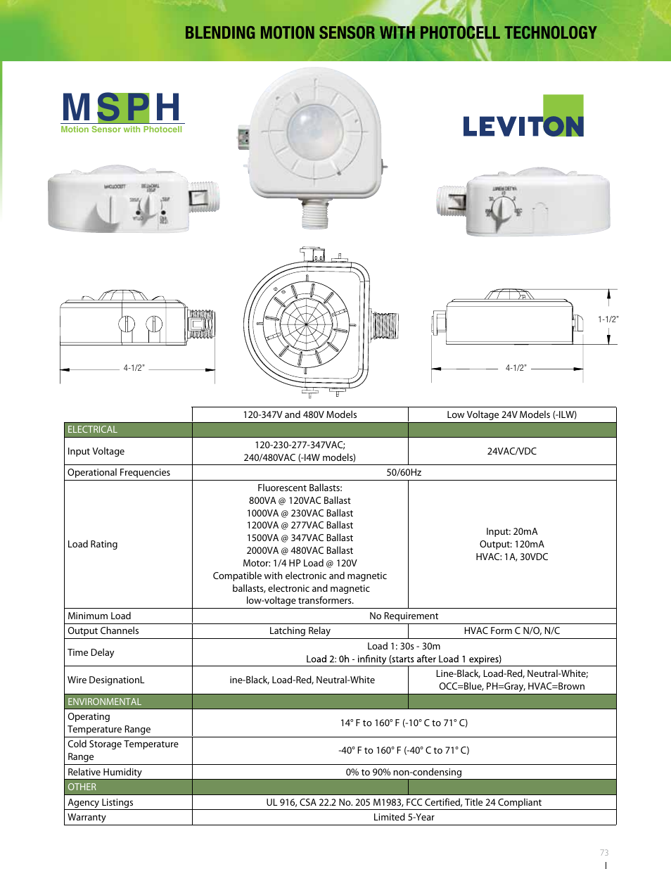 Msph, Blending motion sensor with photocell technology | Oracle Lighting CB-4 User Manual | Page 7 / 8