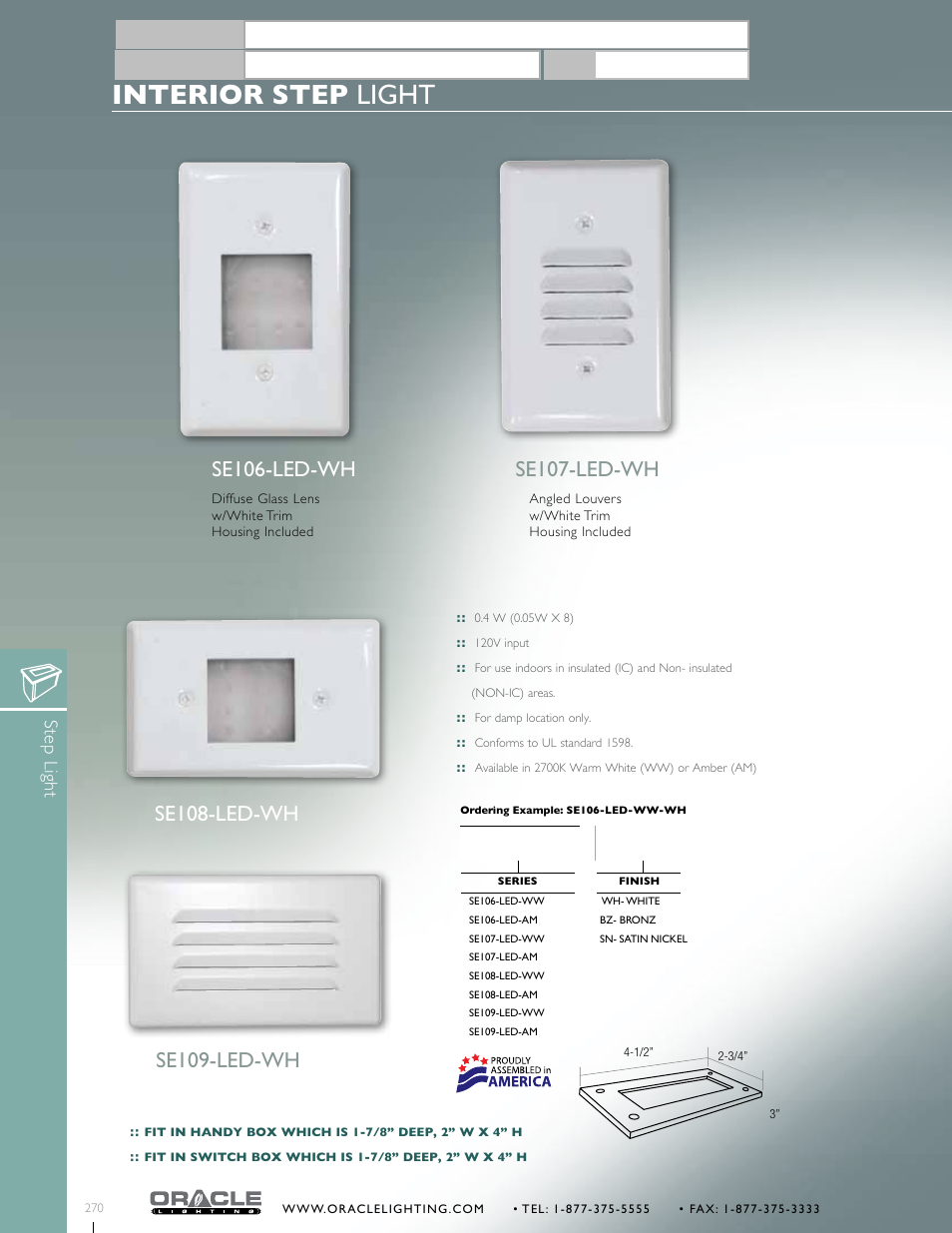 Oracle Lighting SE109-LED User Manual | 1 page