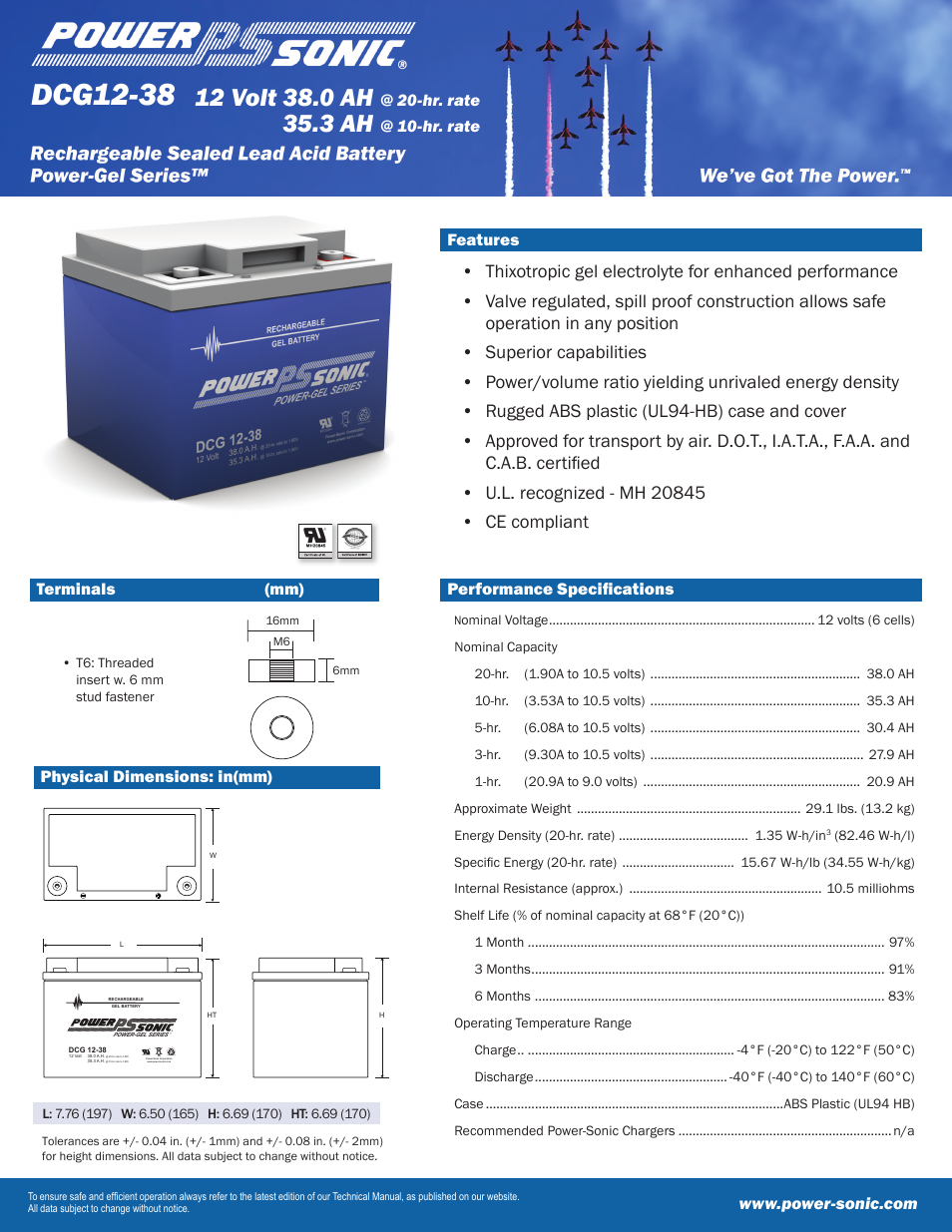 Power-Sonic DCG12-38 User Manual | 2 pages