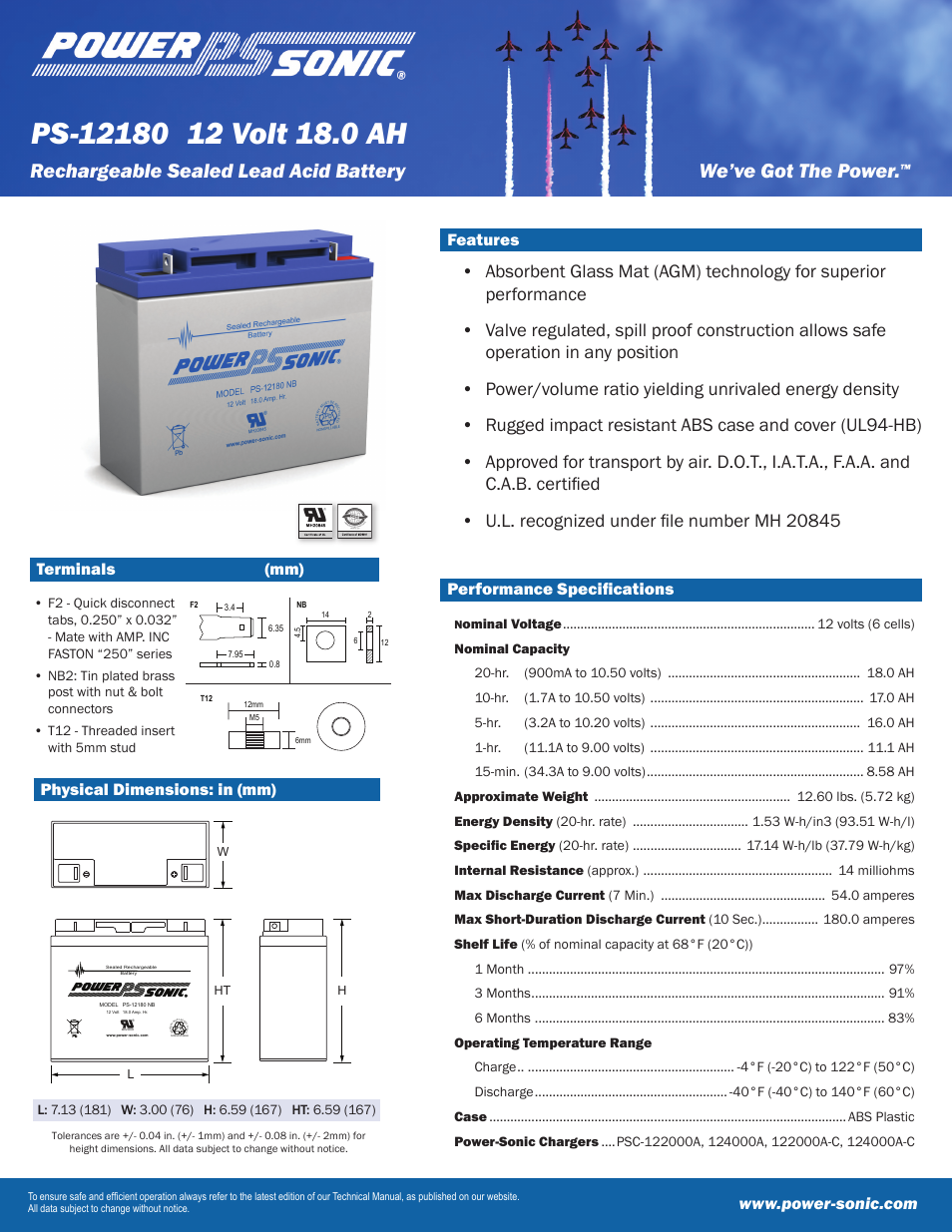 Power-Sonic PS-12180 User Manual | 2 pages