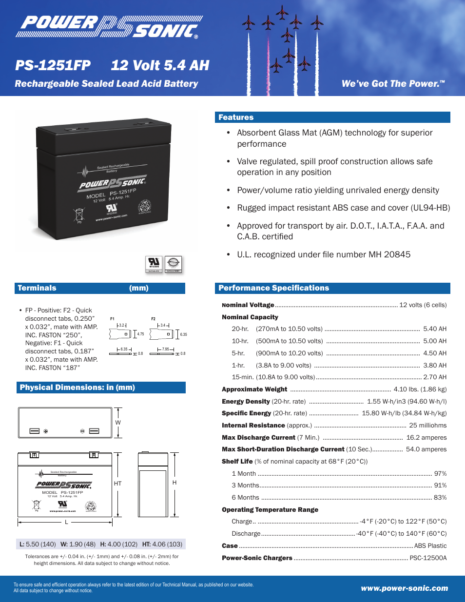 Power-Sonic PS-1251FP User Manual | 2 pages