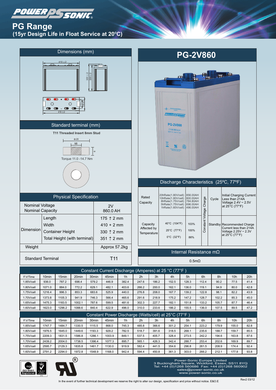 Power-Sonic PG-2v860 User Manual | 1 page