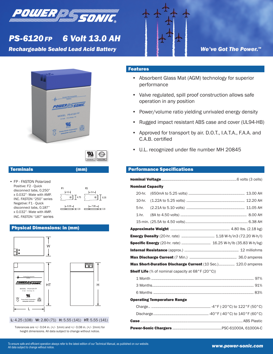 Power-Sonic PS-6120FP User Manual | 2 pages