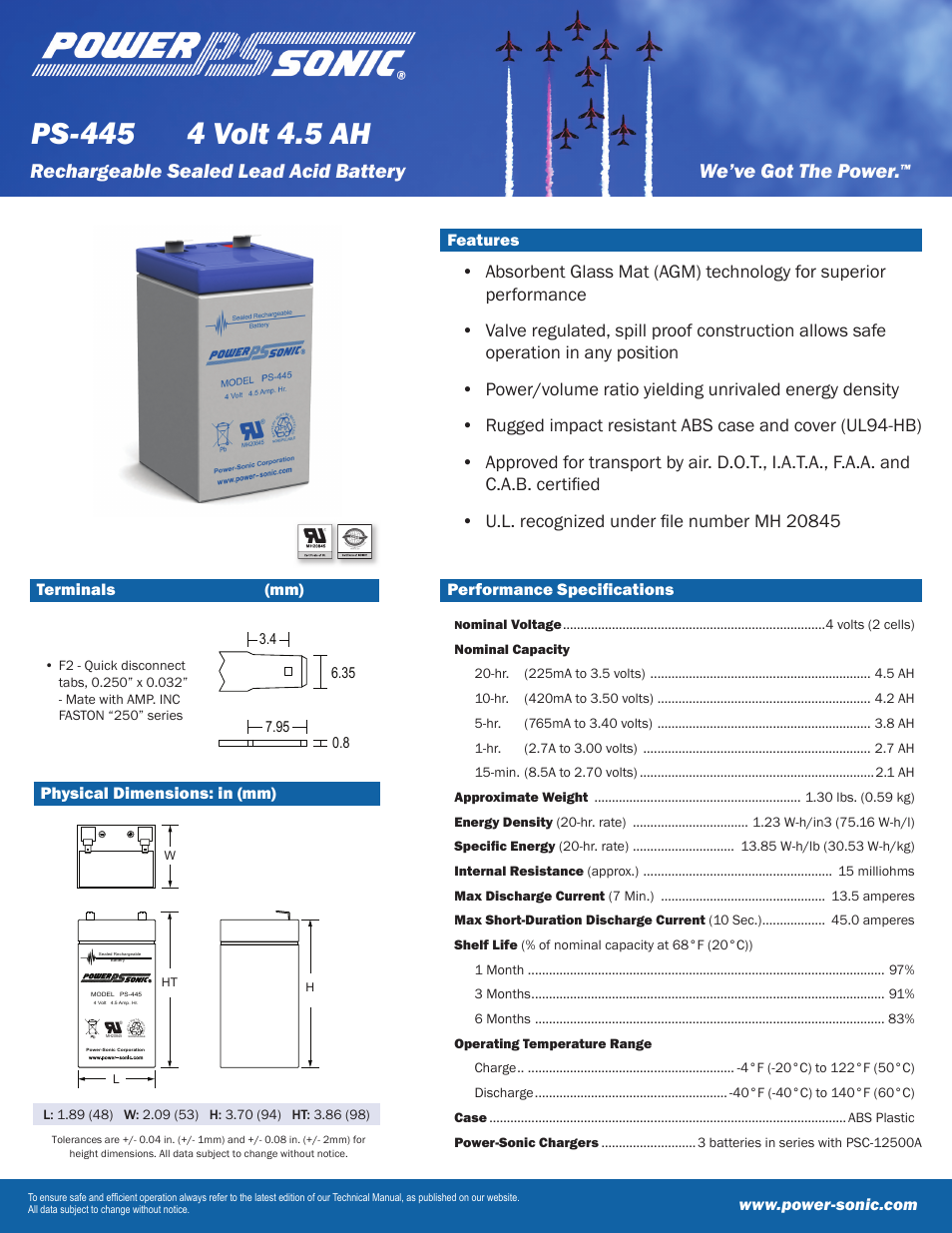 Power-Sonic PS-445 User Manual | 2 pages