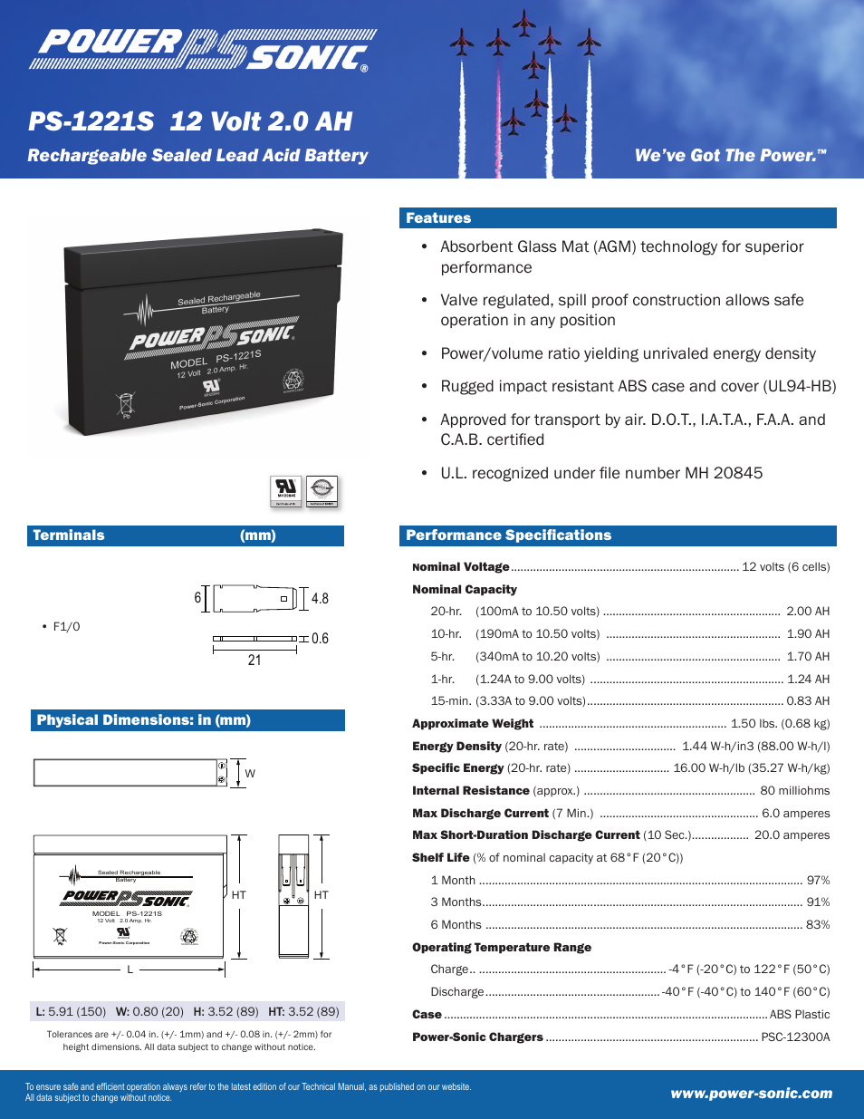 Power-Sonic PS-1221S User Manual | 2 pages