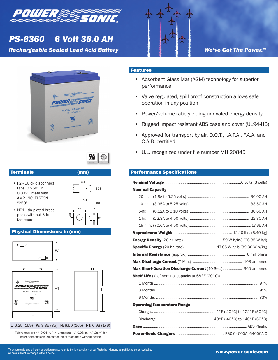 Power-Sonic PS-6360 User Manual | 2 pages