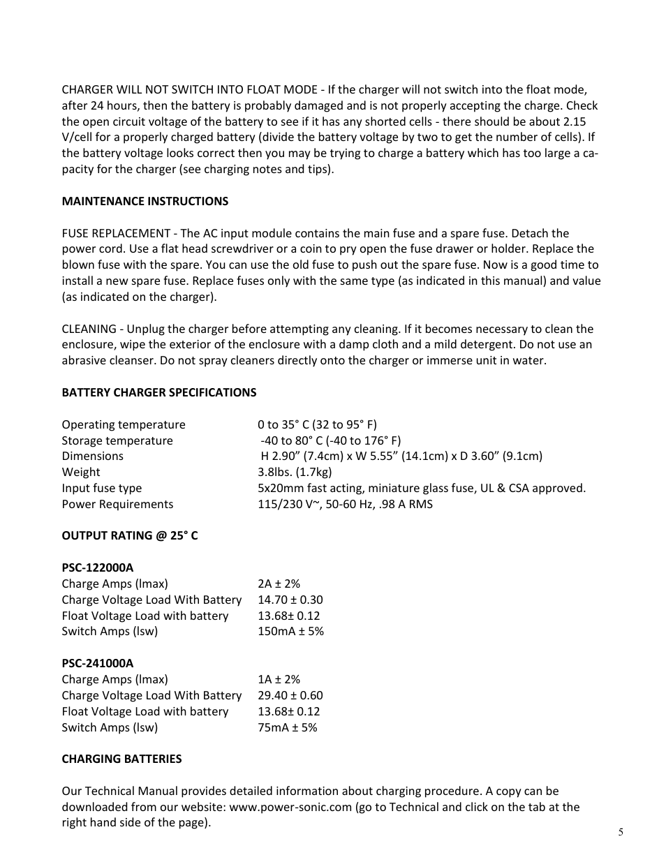 Power-Sonic PSC-241000A User Manual | Page 5 / 6
