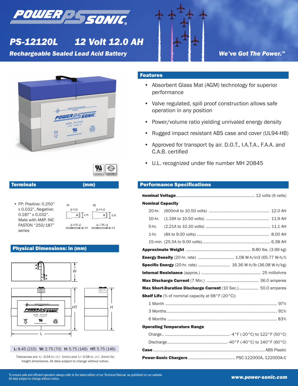 Power-Sonic PS-12120L User Manual | 2 pages