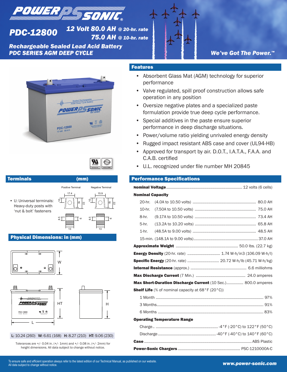 Power-Sonic PDC-12800 User Manual | 2 pages