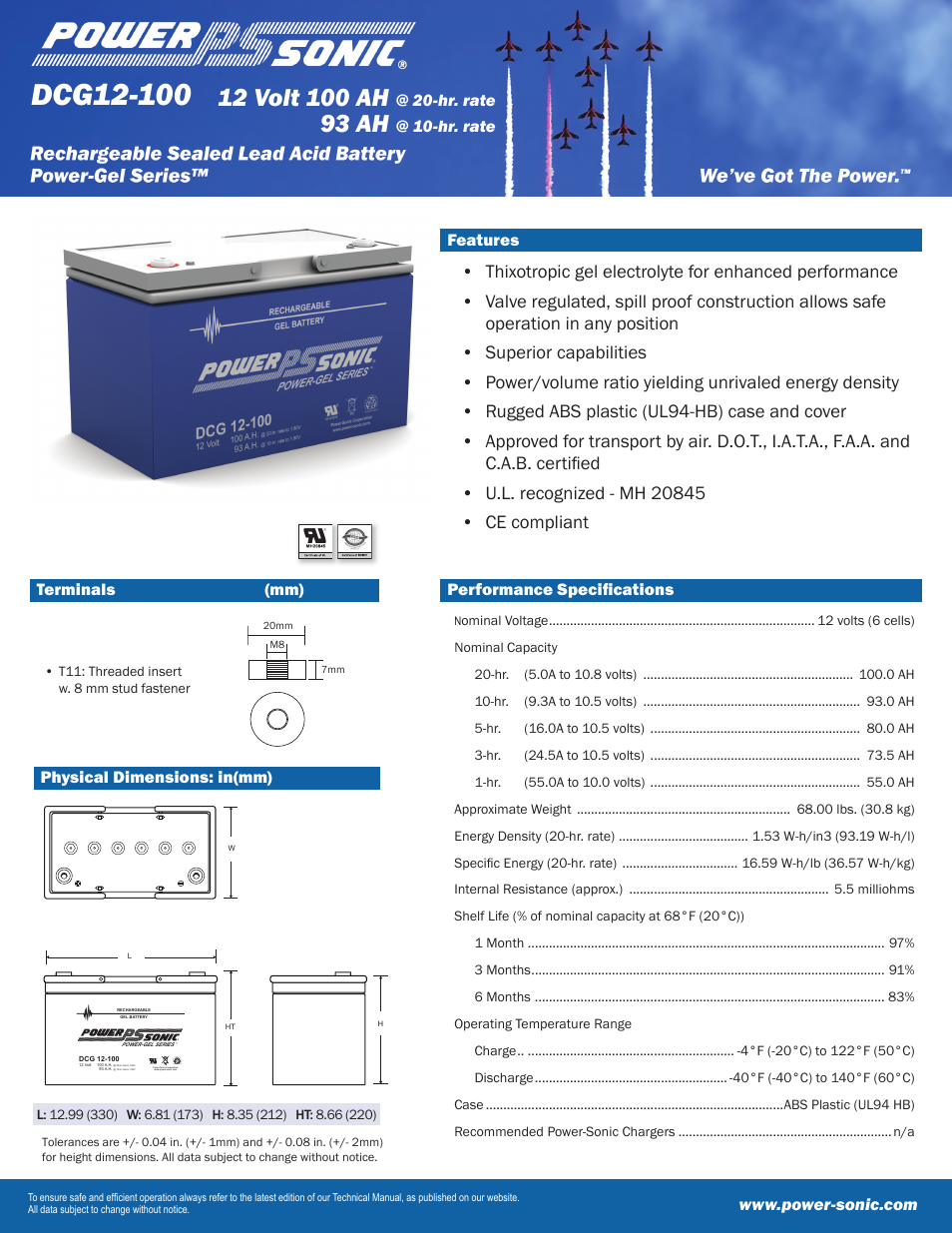 Power-Sonic DCG12-100 User Manual | 2 pages