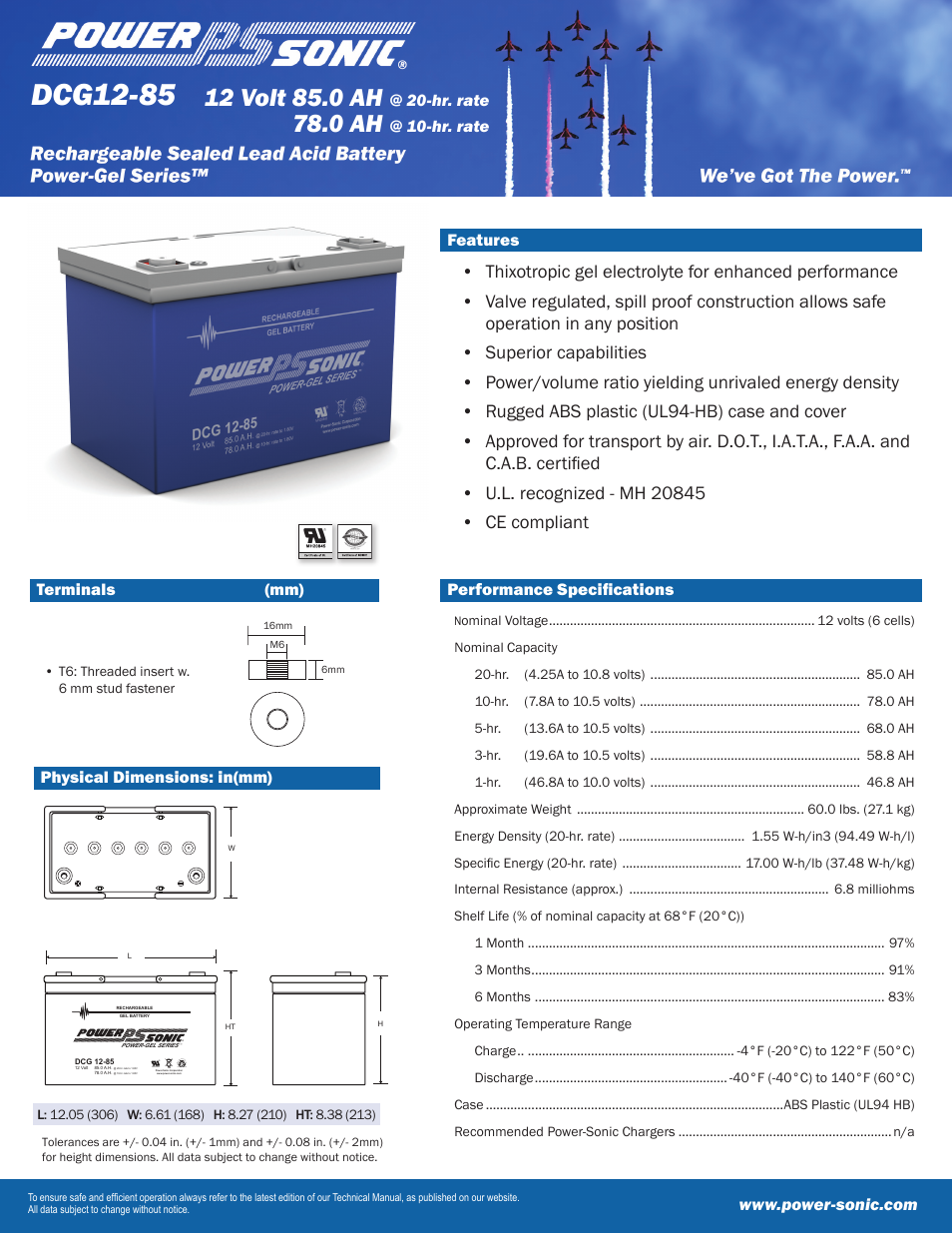 Power-Sonic DCG12-85 User Manual | 2 pages