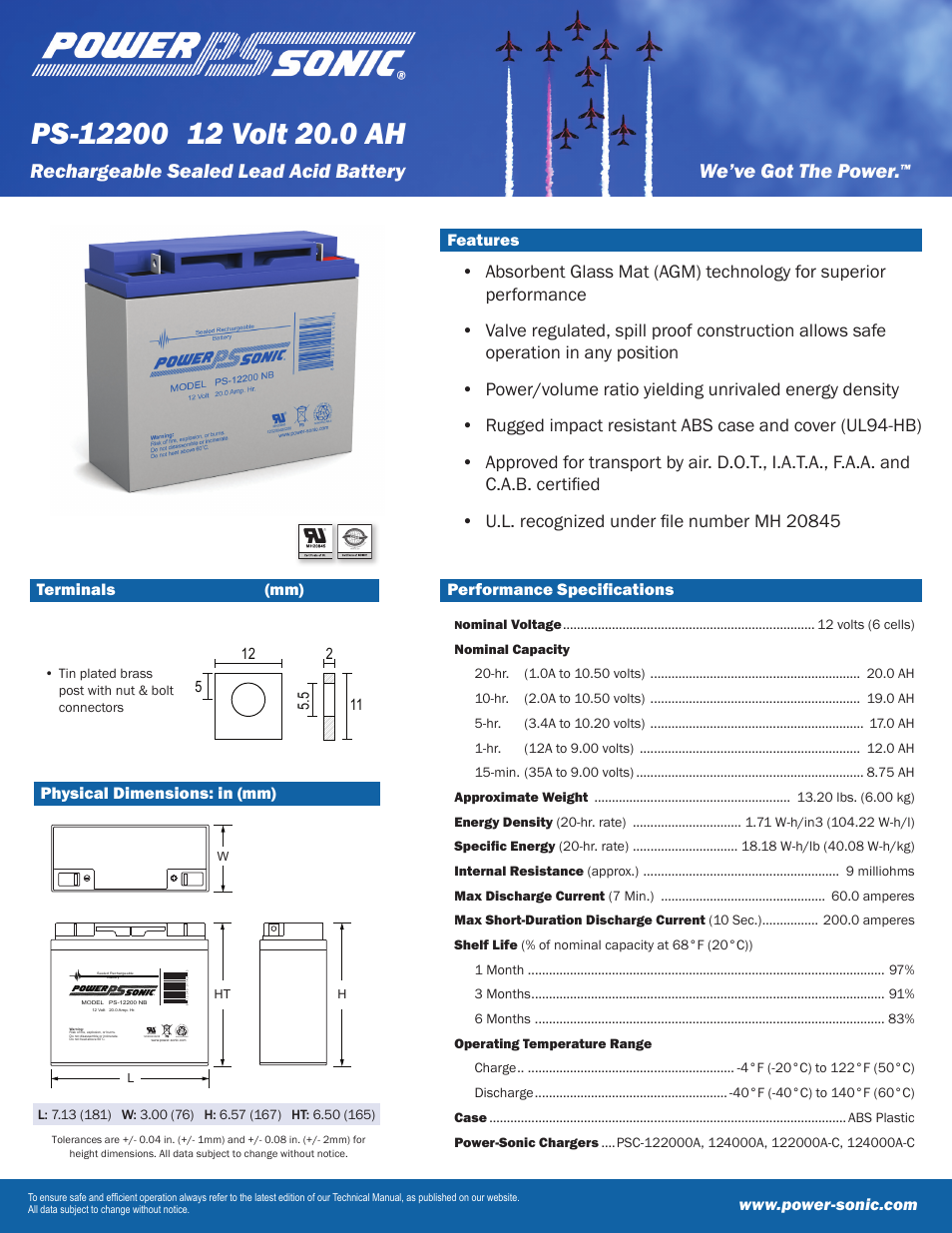 Power-Sonic PS-12200NB User Manual | 2 pages