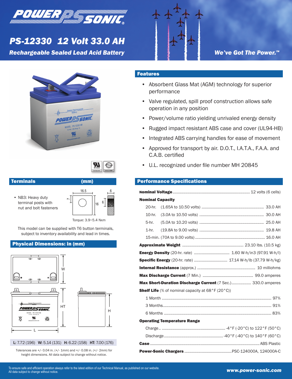Power-Sonic PS-12330 User Manual | 2 pages