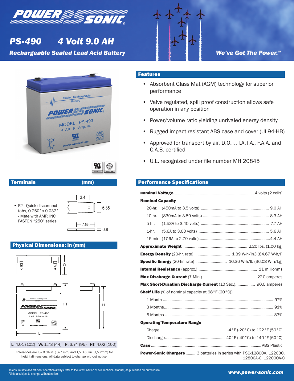 Power-Sonic PS-490 User Manual | 2 pages