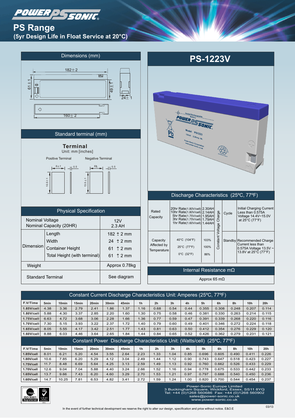 Power-Sonic PS-1223V User Manual | 1 page