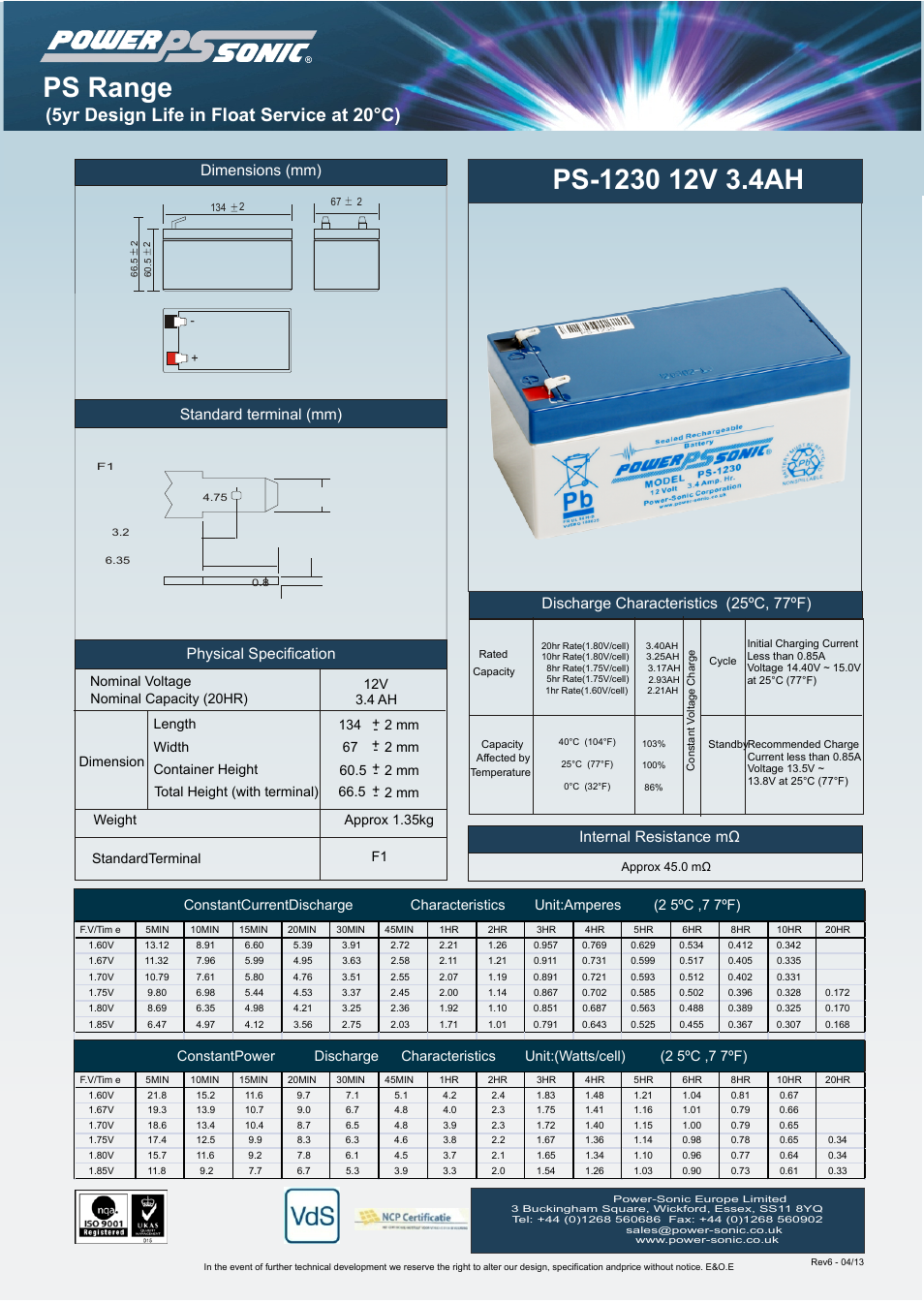 Power-Sonic PS-1230 User Manual | 1 page