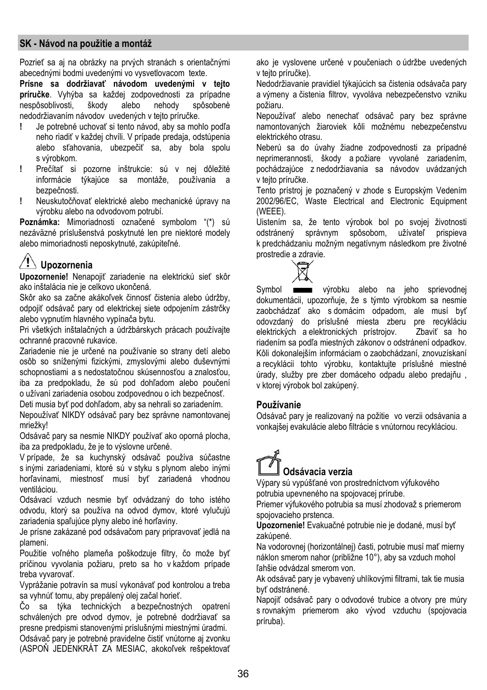 IGNIS AKS 650 WH User Manual | Page 36 / 56