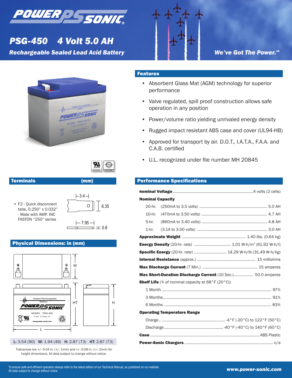 Power-Sonic PSG-450 User Manual | 2 pages