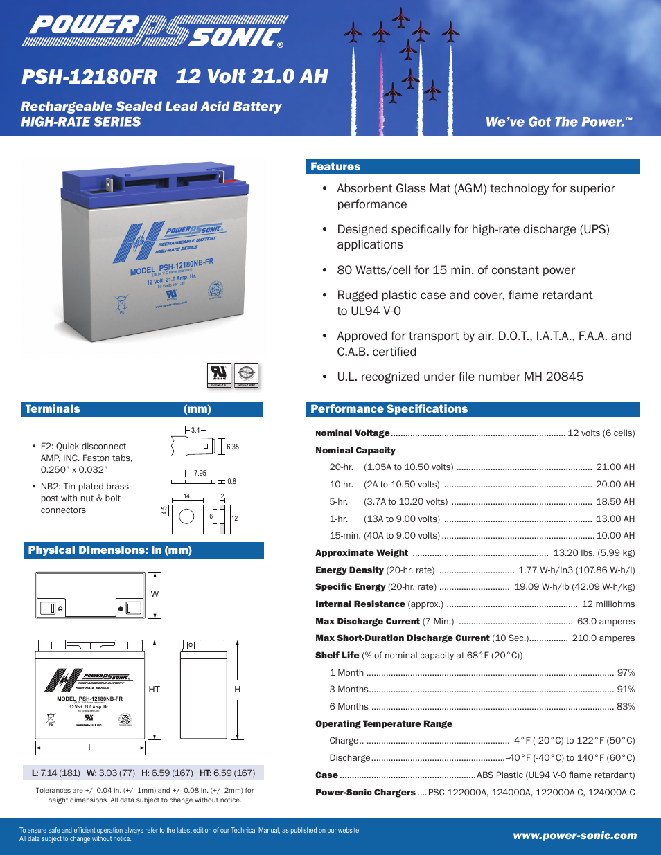 Power-Sonic PSH-12180FR User Manual | 2 pages