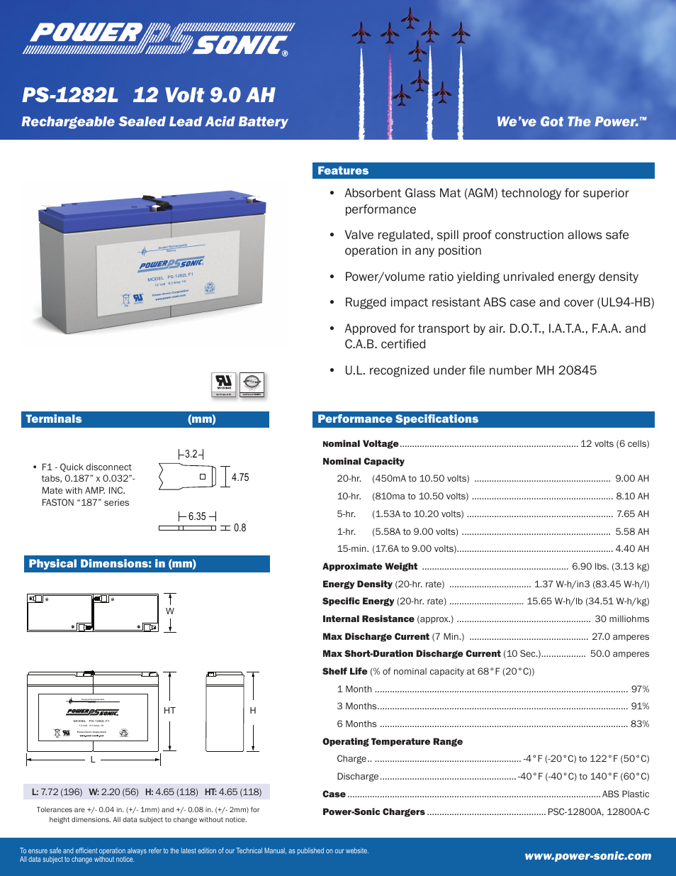 Power-Sonic PS-1282L User Manual | 2 pages