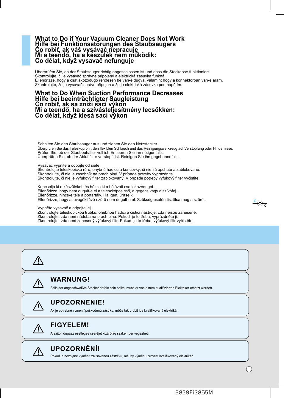 Warning, Warnung, Upozornenie | Figyelem, Upozornêní | LG V-CC 172 H*** User Manual | Page 13 / 16