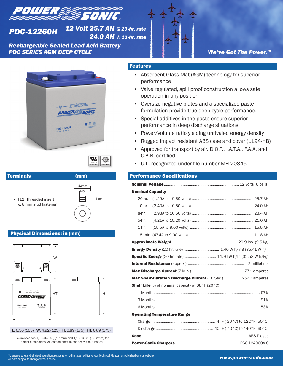 Power-Sonic PDC-12260H User Manual | 2 pages