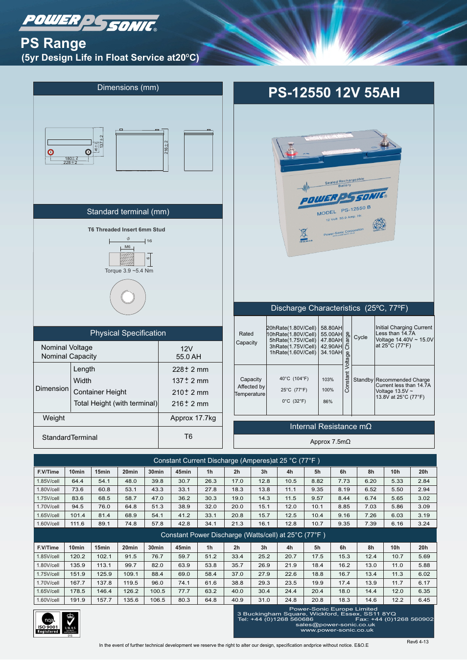 Power-Sonic PS-12550 User Manual | 1 page