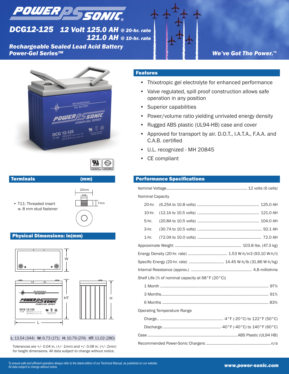 Power-Sonic DCG12-125 User Manual | 2 pages