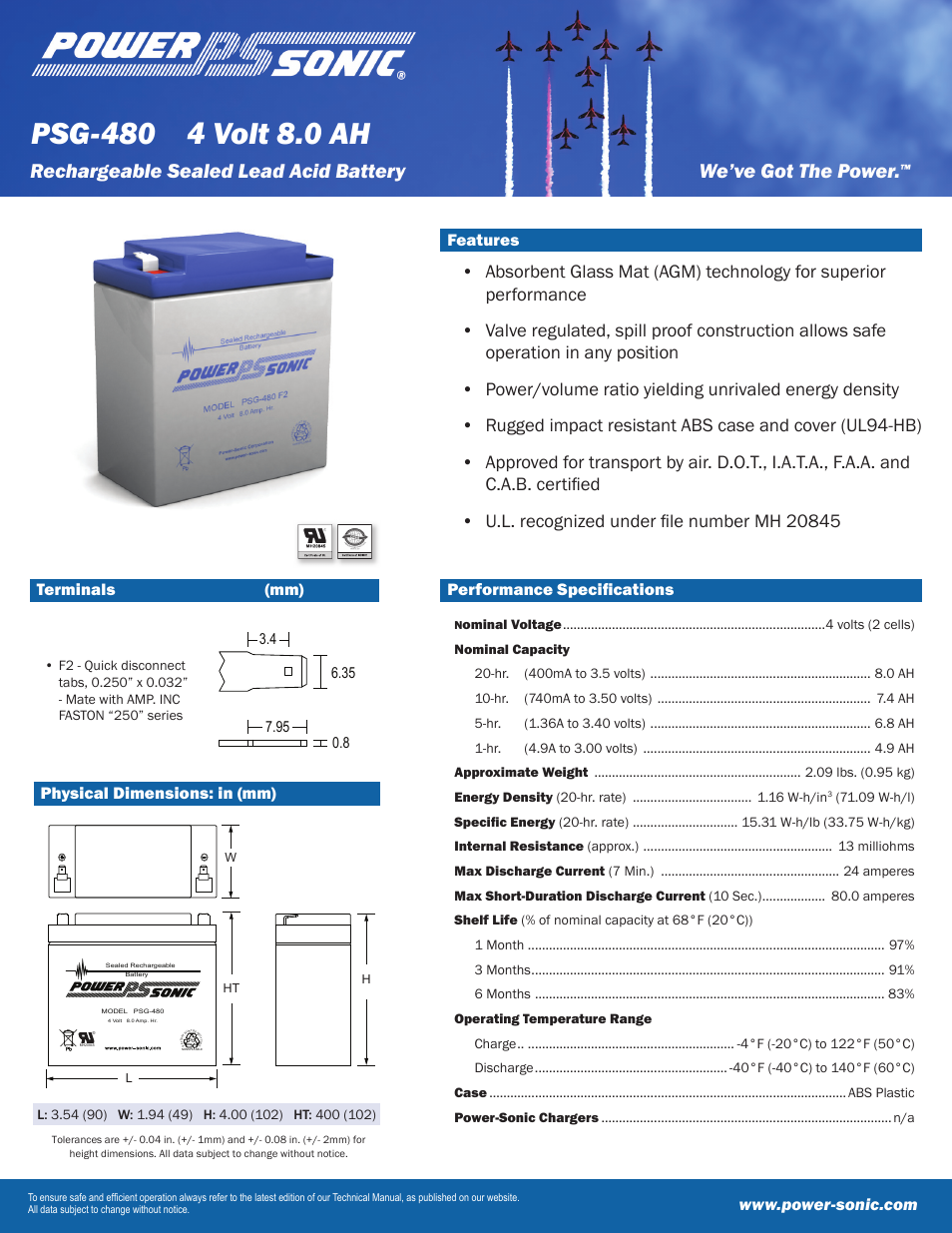 Power-Sonic PSG-480 User Manual | 2 pages