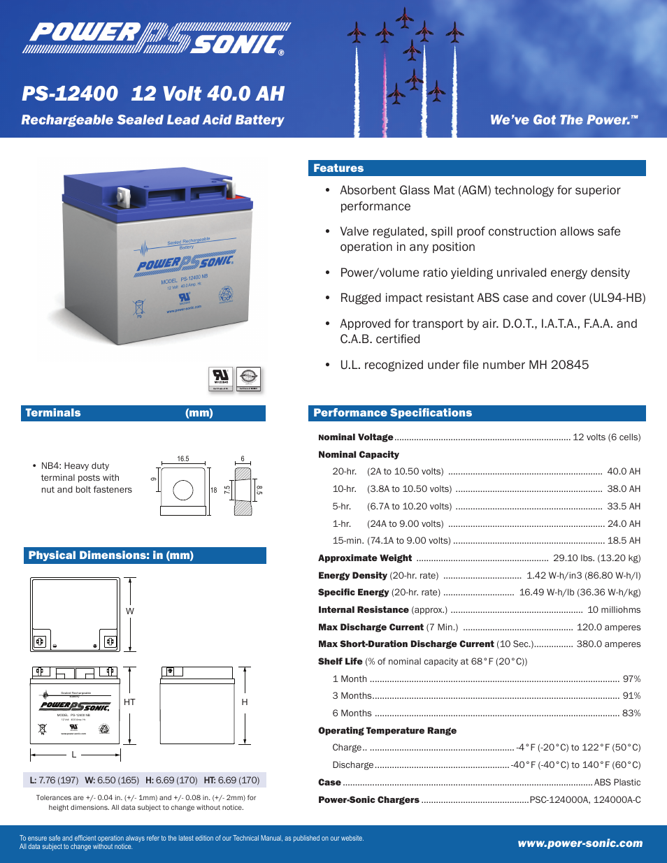 Power-Sonic PS-12400 User Manual | 2 pages