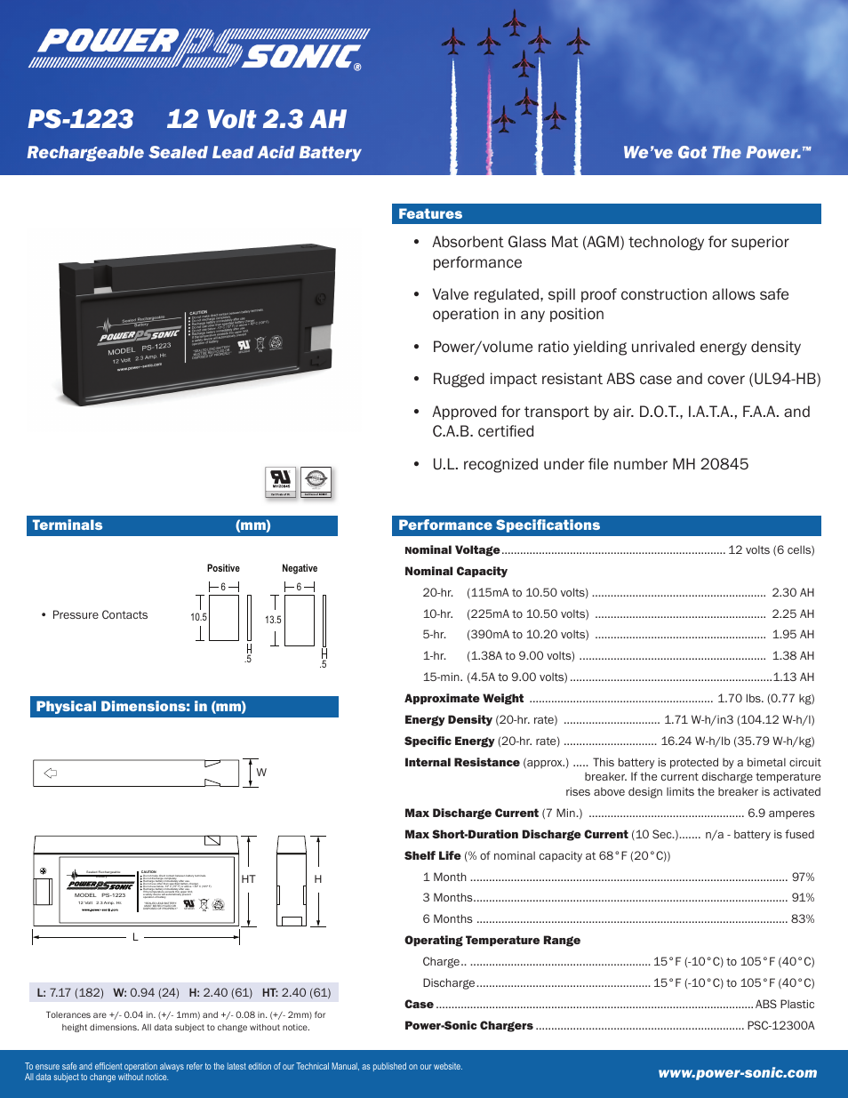 Power-Sonic PS-1223 User Manual | 2 pages
