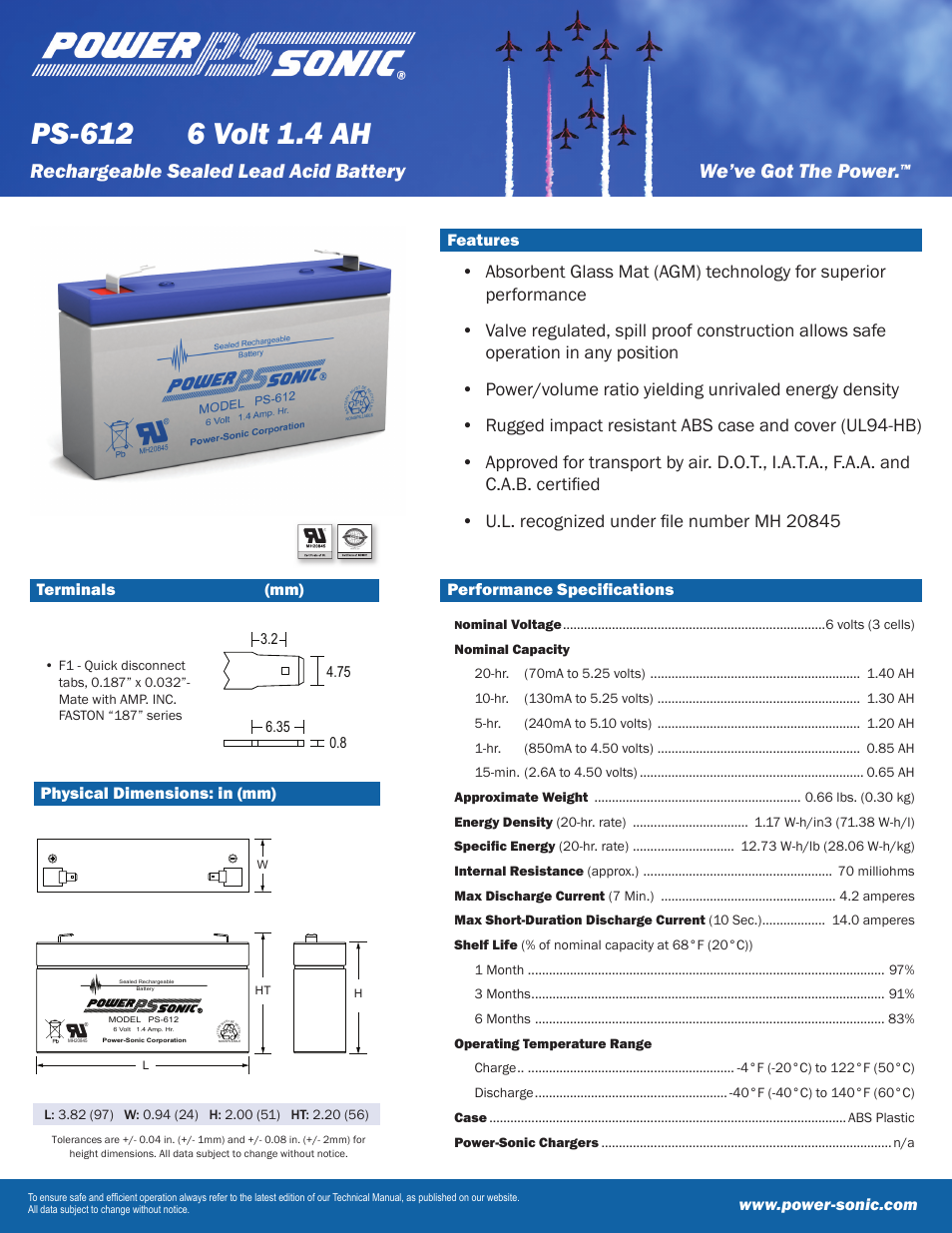 Power-Sonic PS-612 User Manual | 2 pages