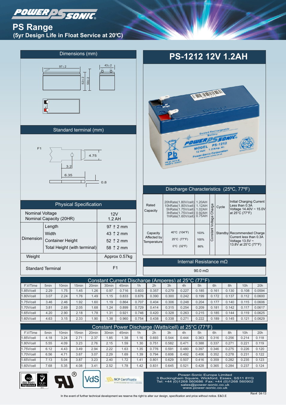 Power-Sonic PS-1212 User Manual | 1 page