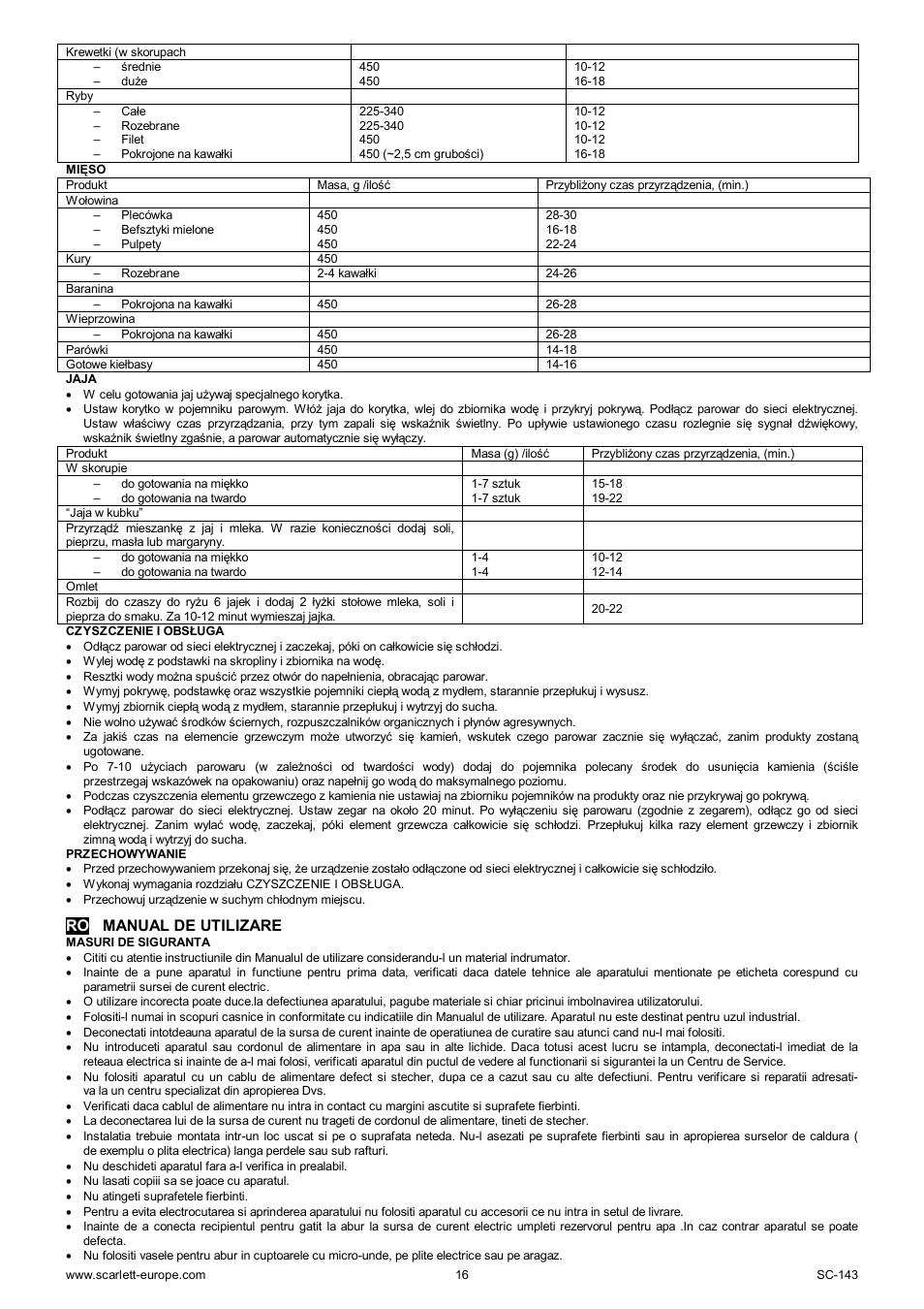 Ro manual de utilizare | Scarlett SC-143 User Manual | Page 16 / 39