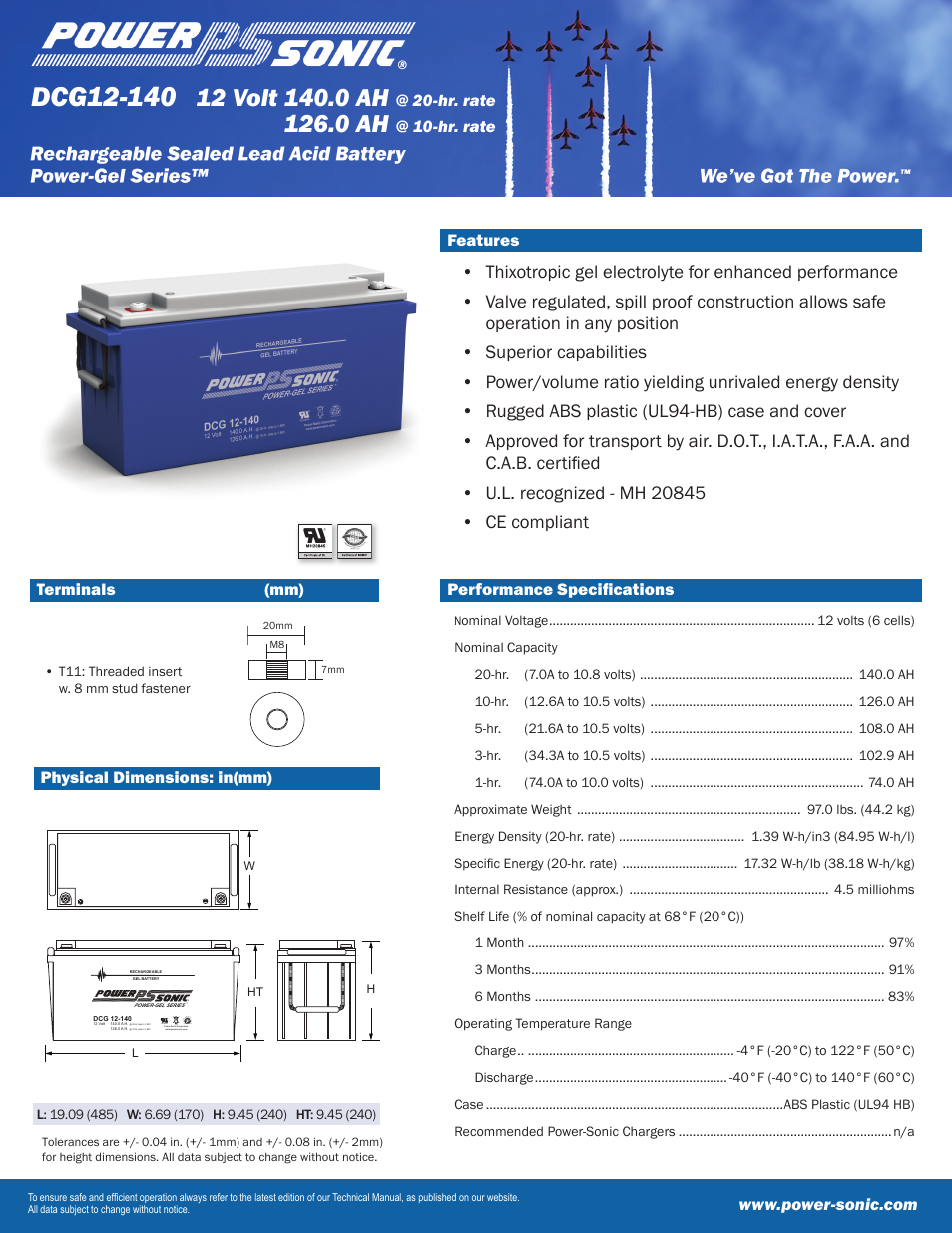 Power-Sonic DCG12-140 User Manual | 2 pages