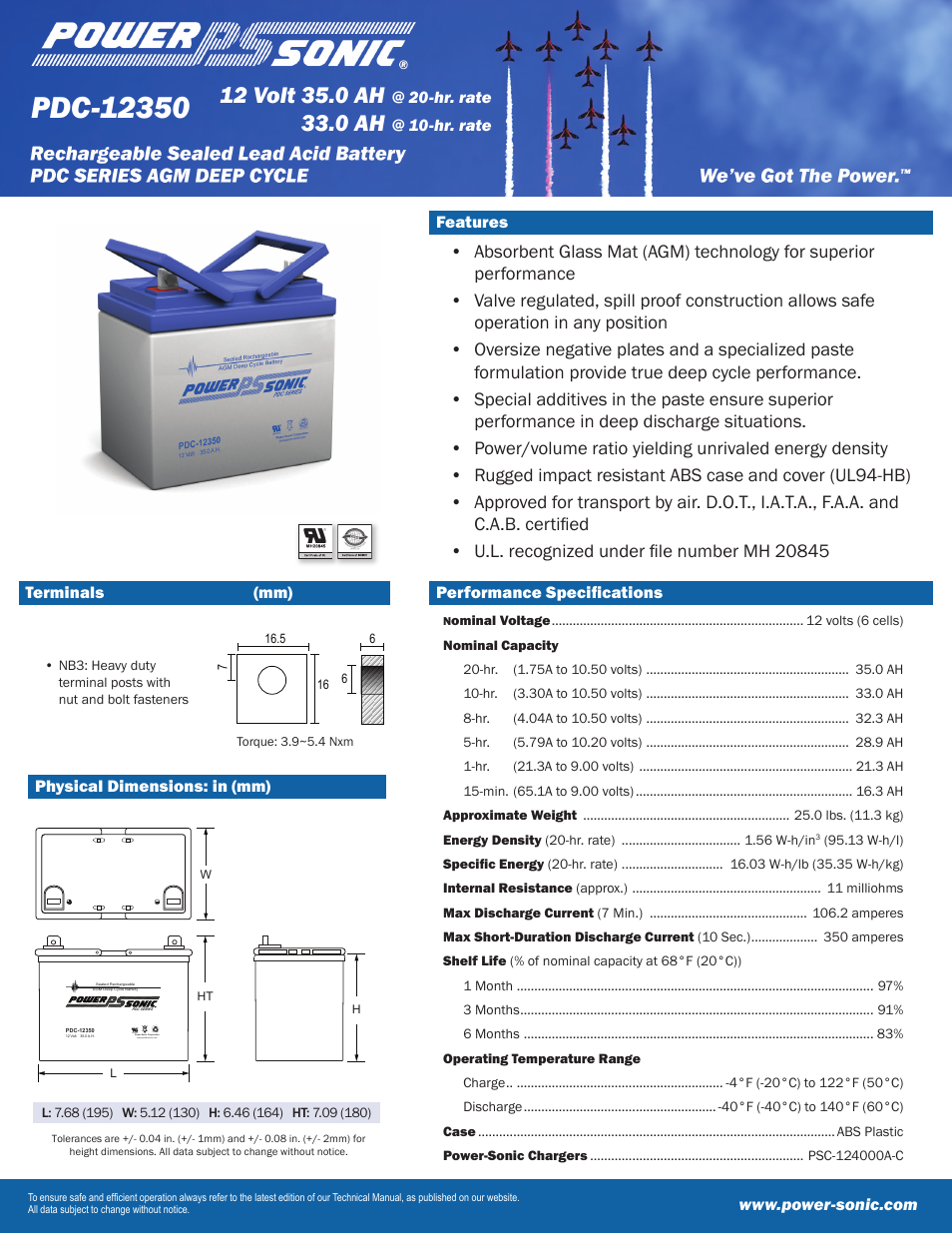 Power-Sonic PDC-12350 User Manual | 2 pages