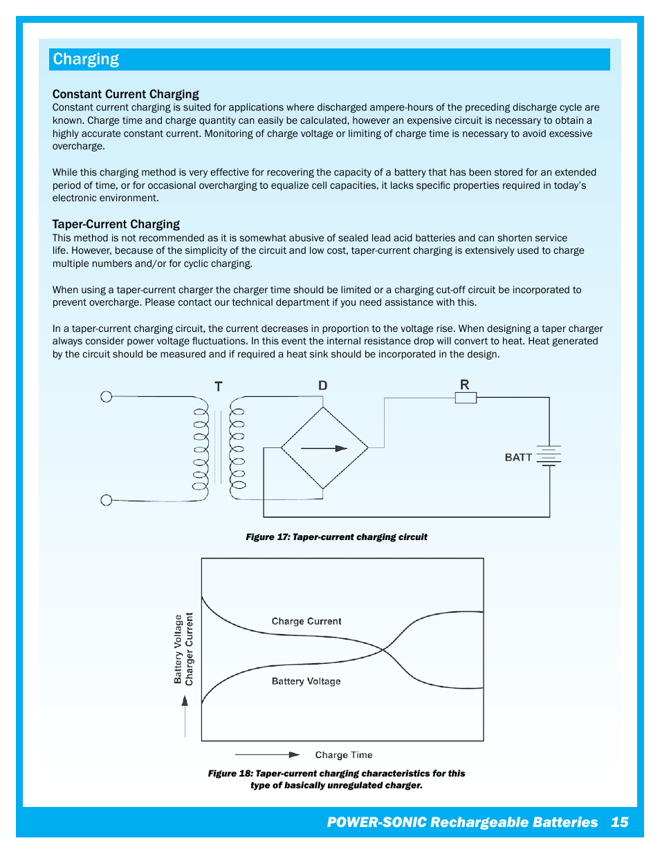 Charging, Power-sonic rechargeable batteries | Power-Sonic Sealed Lead Acid Batteries - Technical Manual User Manual | Page 17 / 28
