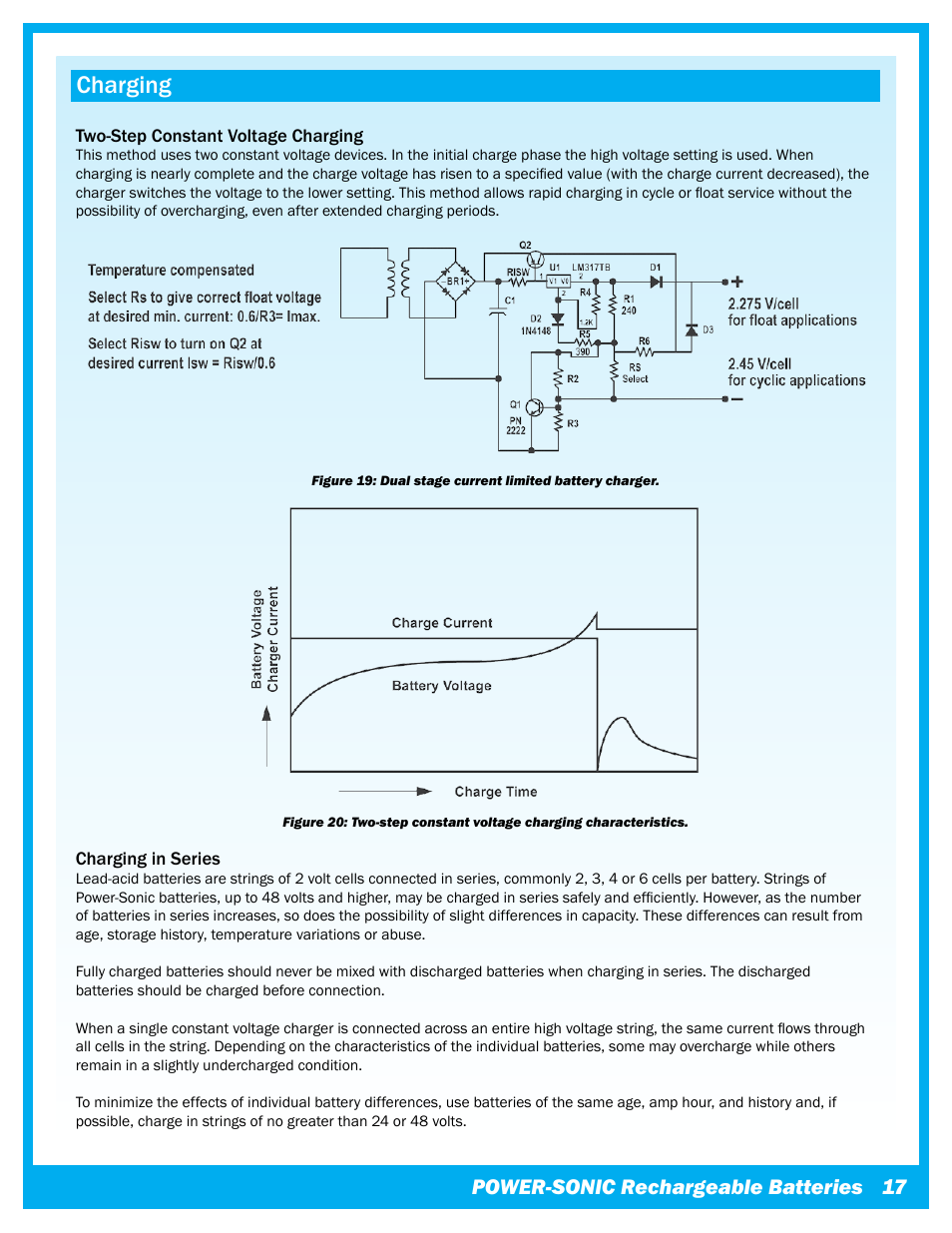 Charging, Power-sonic rechargeable batteries | Power-Sonic Sealed Lead Acid Batteries - Technical Manual User Manual | Page 19 / 28