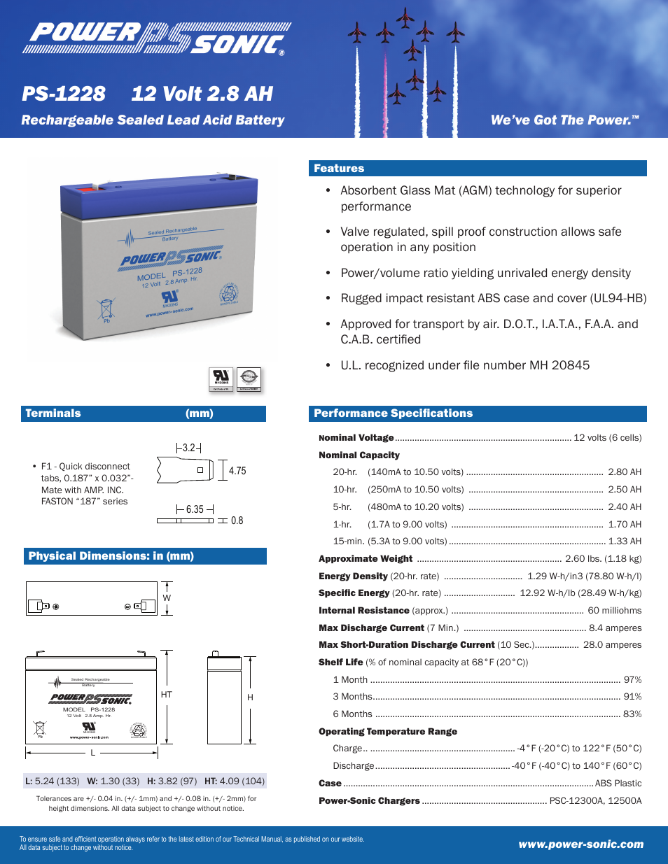 Power-Sonic PS-1228 User Manual | 2 pages